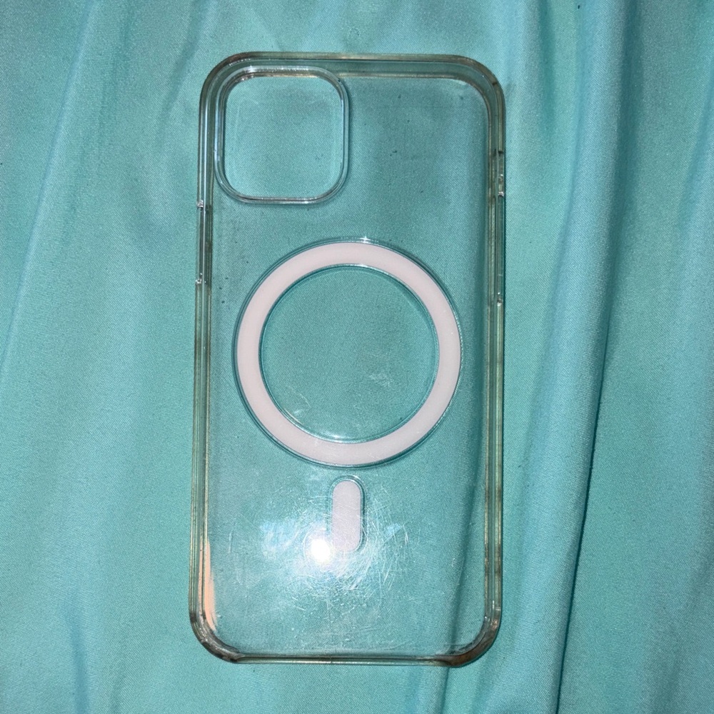 Clear Phone Case with White MagSafe Ring